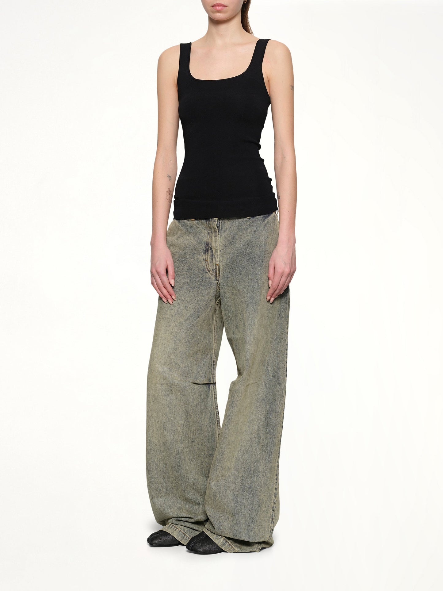 ENTIRE STUDIOS Squared Neck Top (Black)