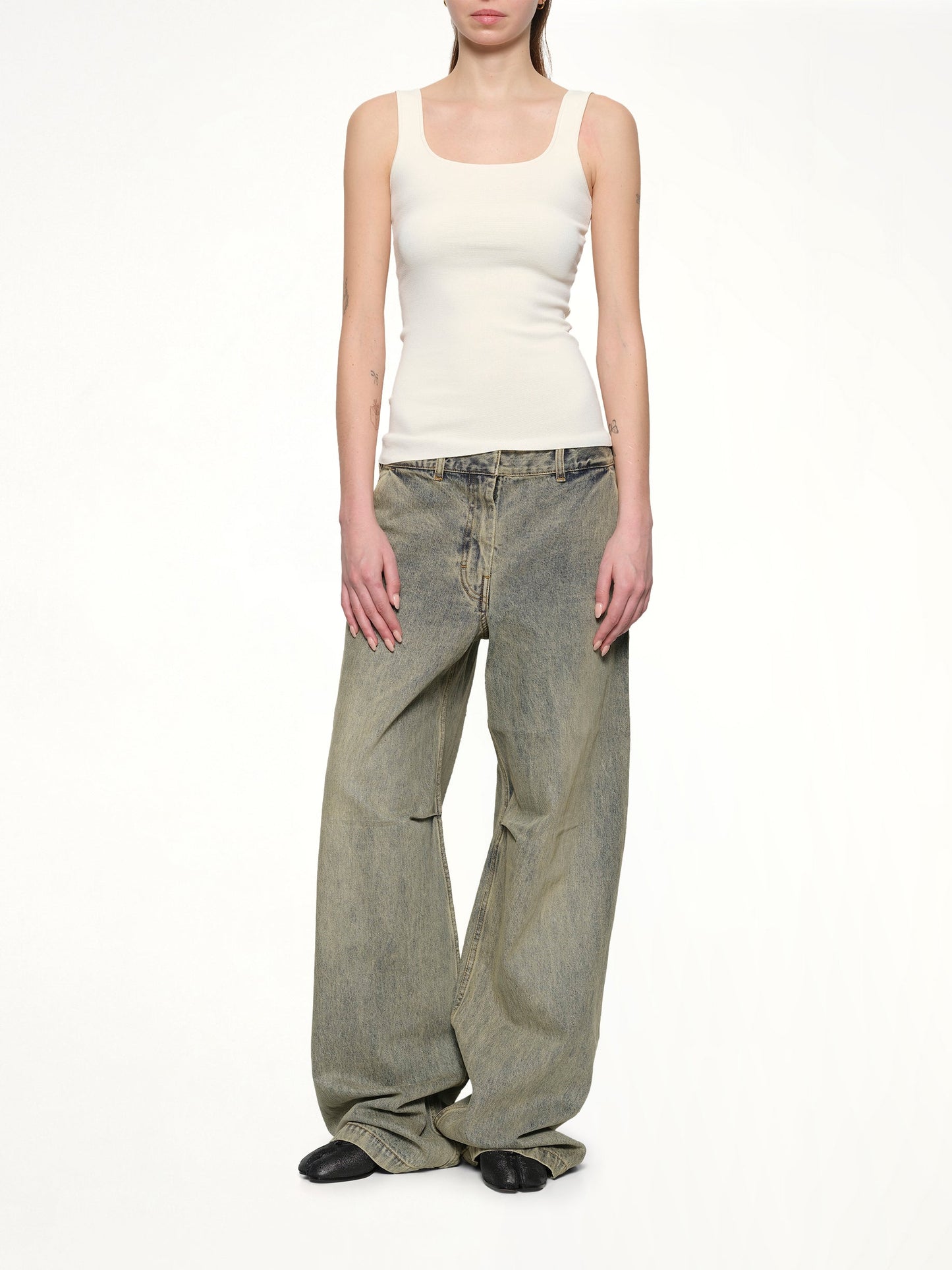 ENTIRE STUDIOS Squared Neck Top (White)