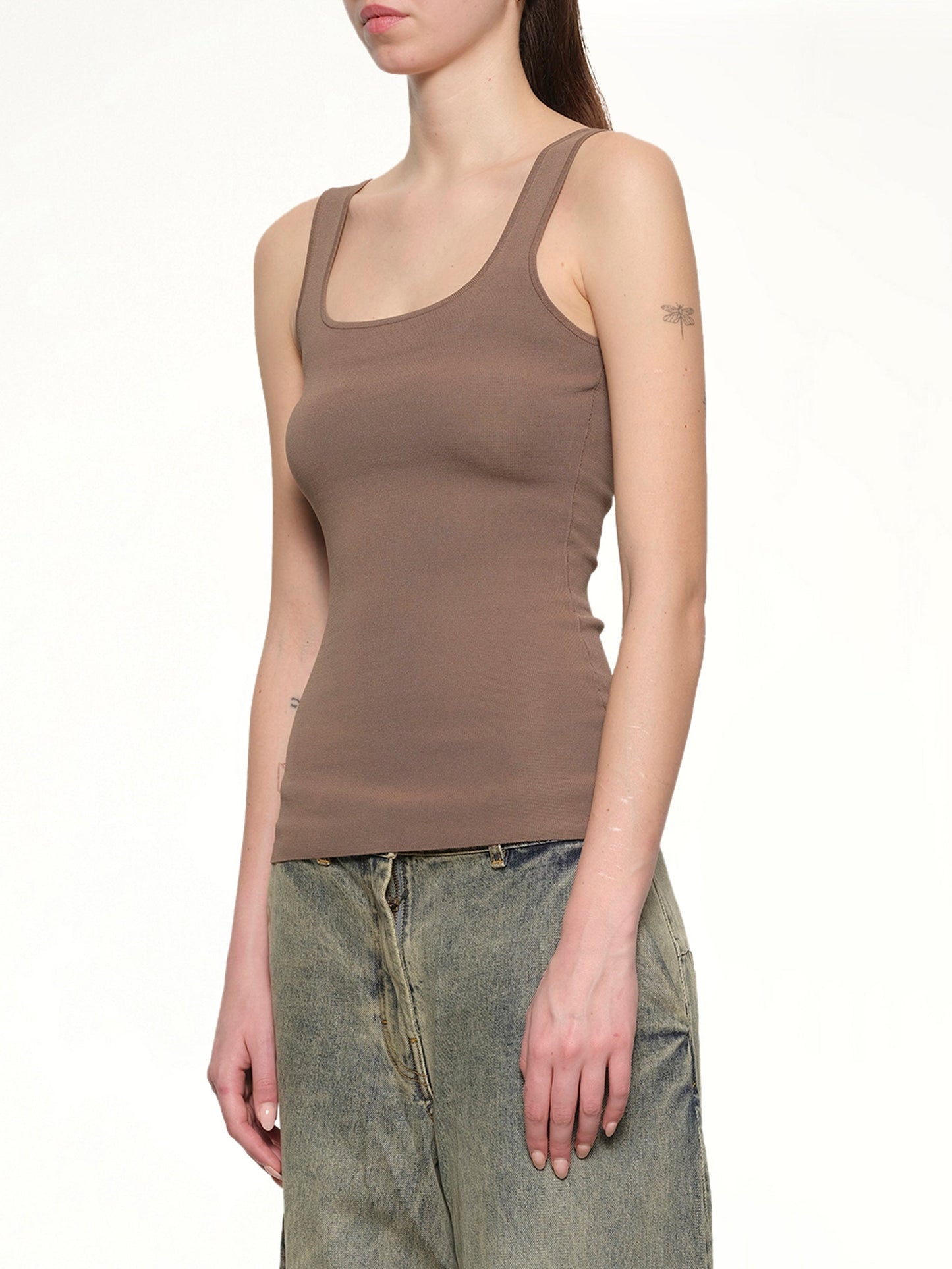 ENTIRE STUDIOS Squared Neck Top (Tan)