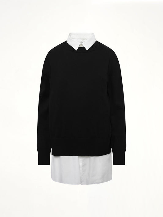 SACAI Poplin x Cotton Knit Dress (Black/Off White)