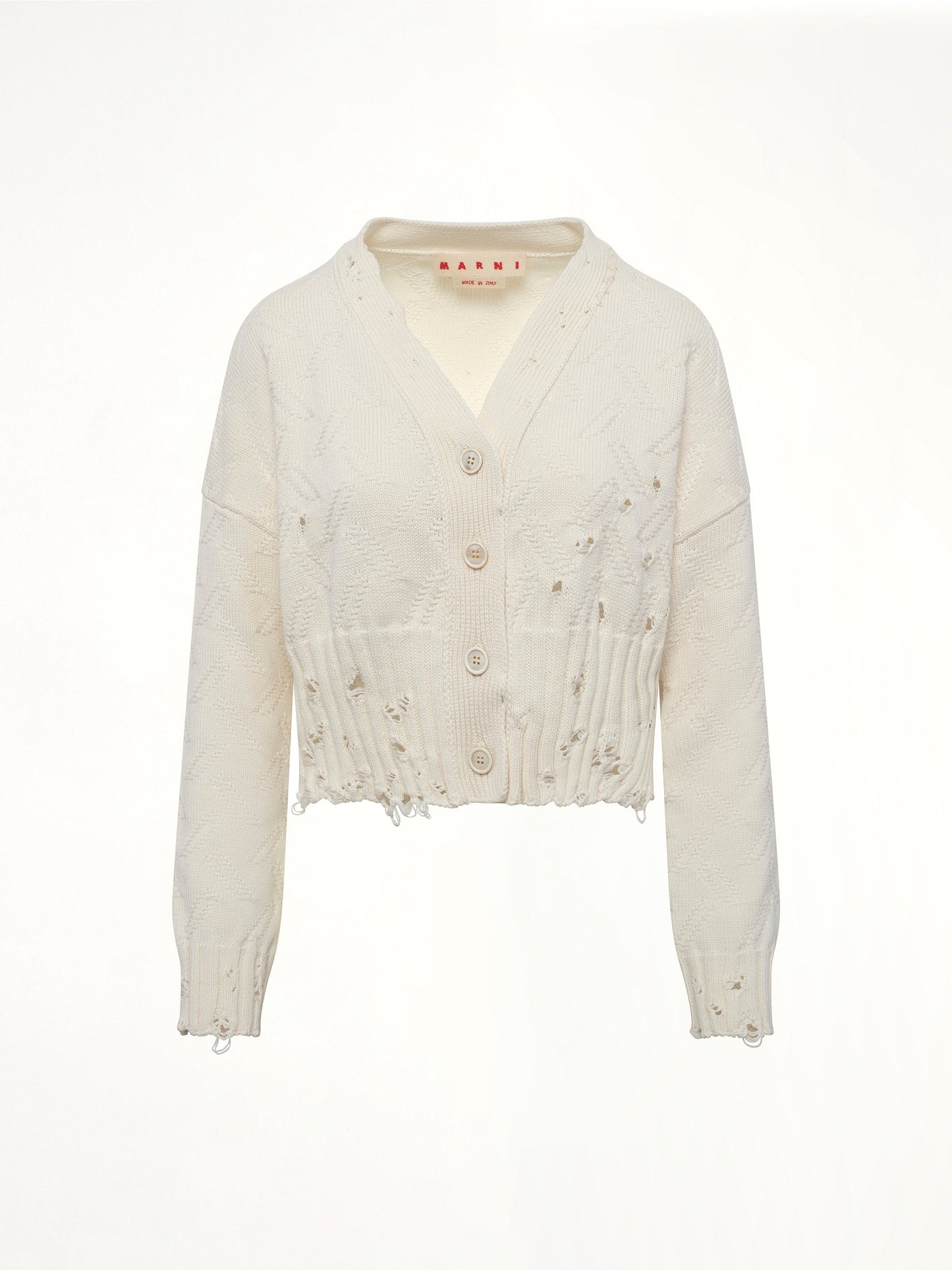 MARNI Jacquard Dishevelled Cardigan (White)