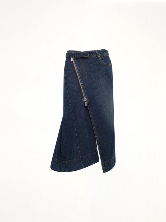 SACAI Side Zip Denim Skirt (Blue)