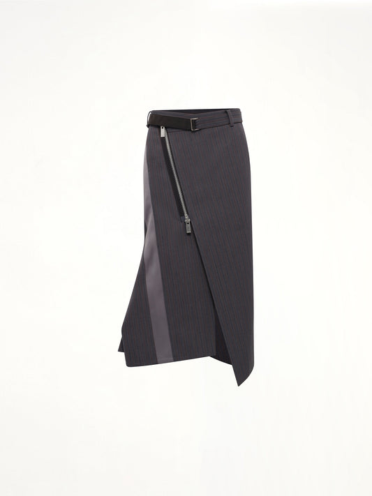 SACAI Stripe Doeskin Skirt (Gray)