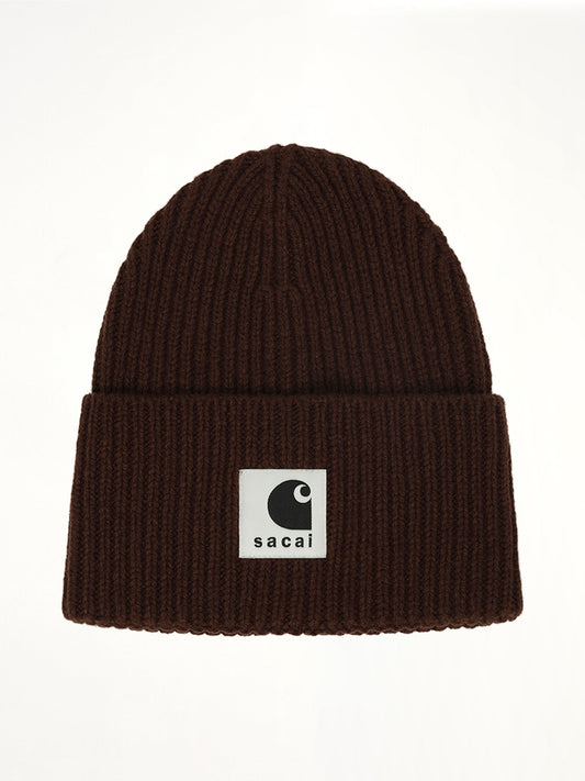 Image of Hats. Productname: SACAI Carhartt WIP Wool Knit Beanie in Dark Beige colour by brand - SACAI
