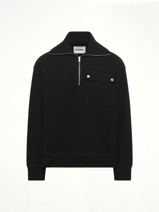 JIL SANDER Sweatshirt Polo Collar (Black)