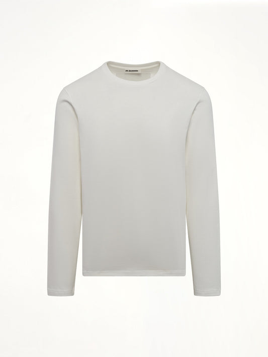 JIL SANDER Leather Patch Long Sleeve T-Shirt (Porcelain)