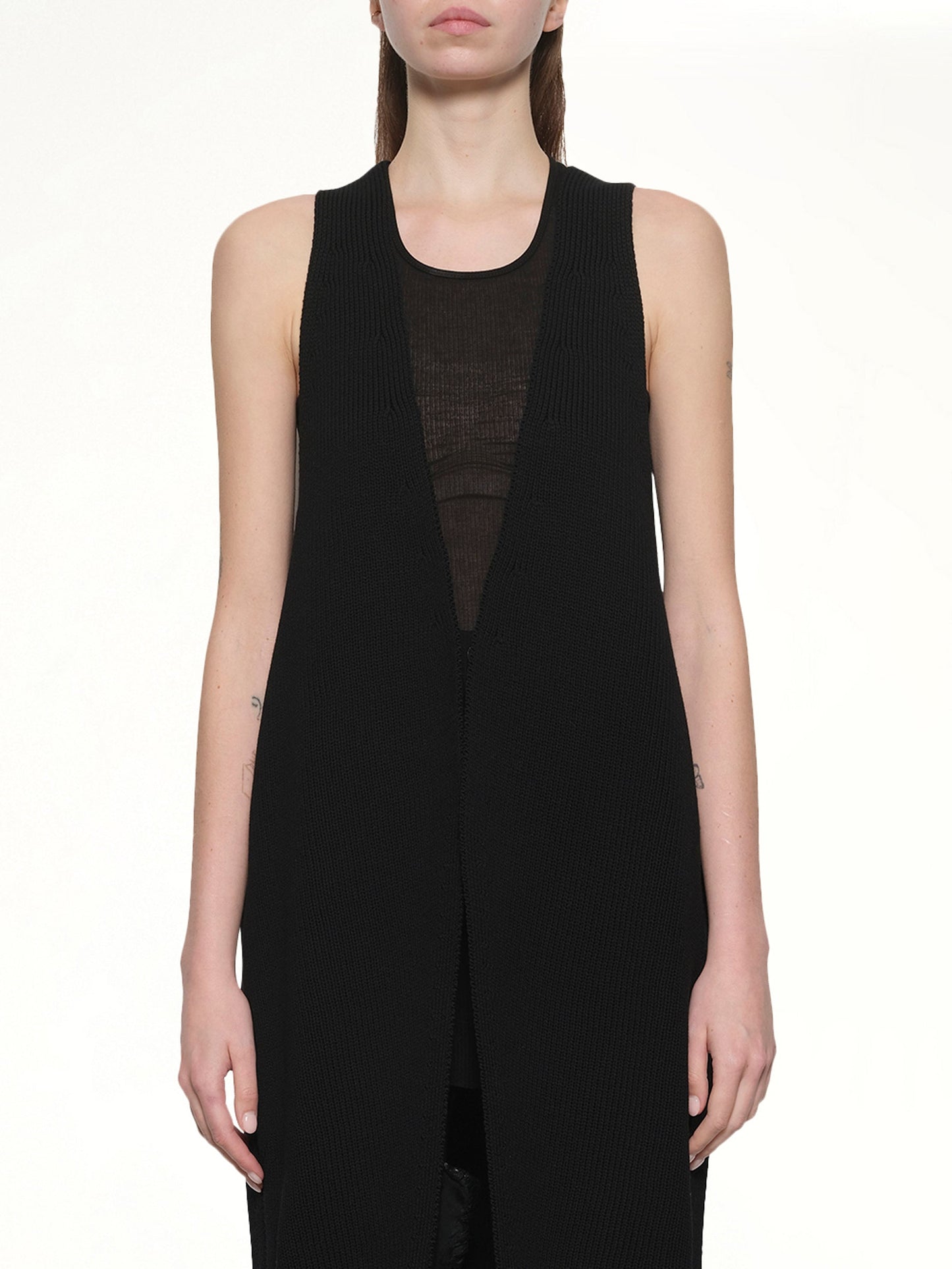 Image of a model wearing Outerwear. Productname: RICK OWENS SL Cyclops Coat in Black colour by brand - RICK OWENS