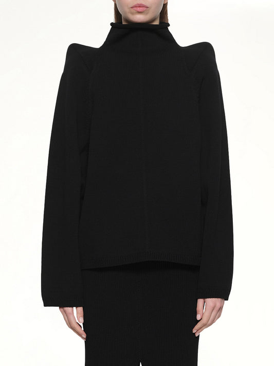 Image of a model wearing Tops. Productname: RICK OWENS Con Top in Black colour by brand - RICK OWENS