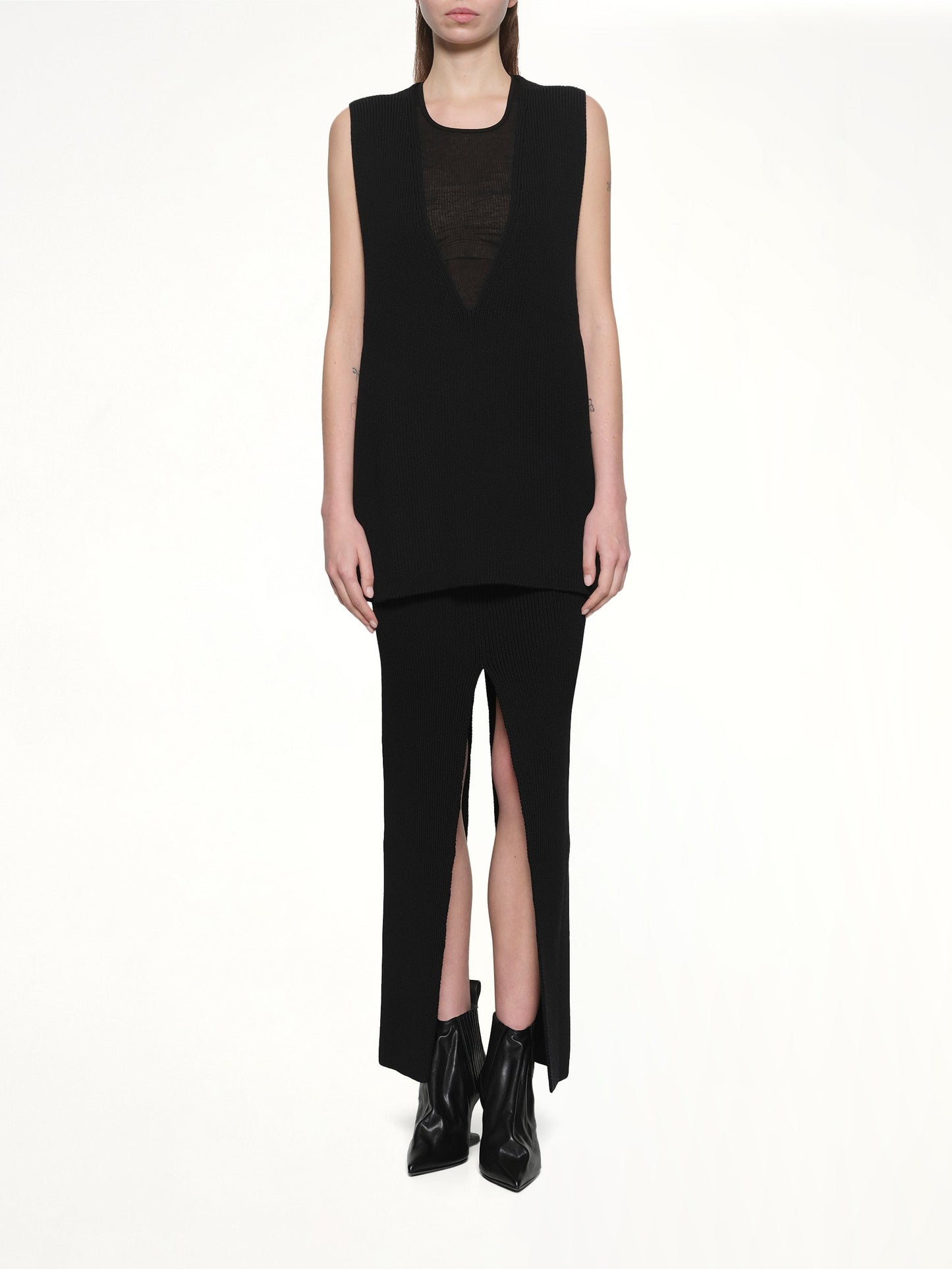 RICK OWENS V Neck Top (Black)