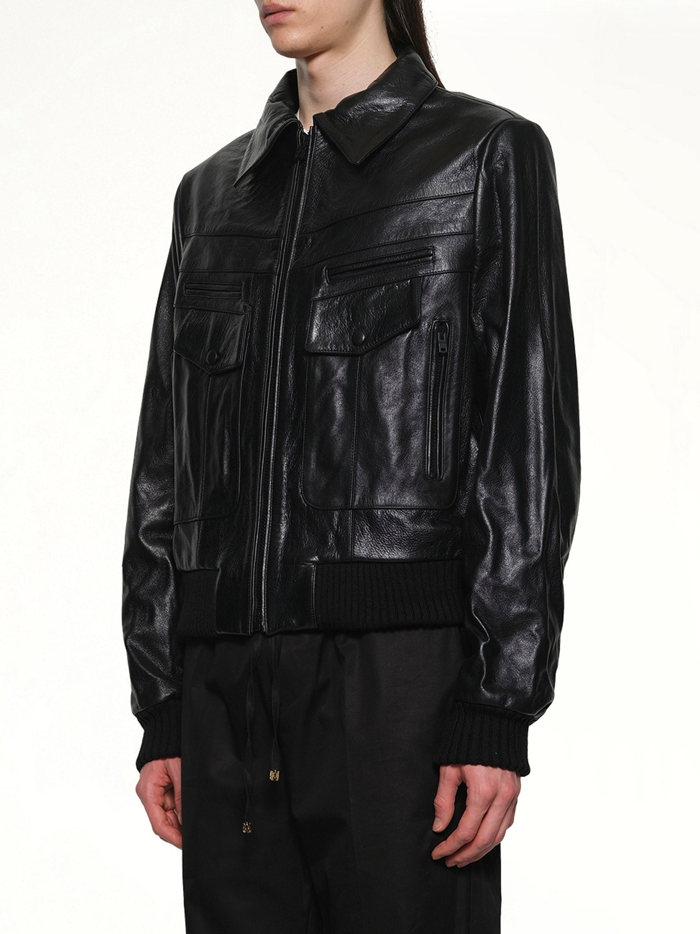 AMIRI Leather Double Pocket Blouson (Black)