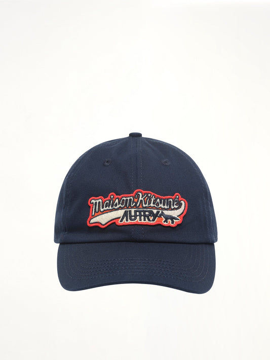Image of Hats. Product name - Autry x Maison Kitsune Cap in Blue colour by brand - AUTRY