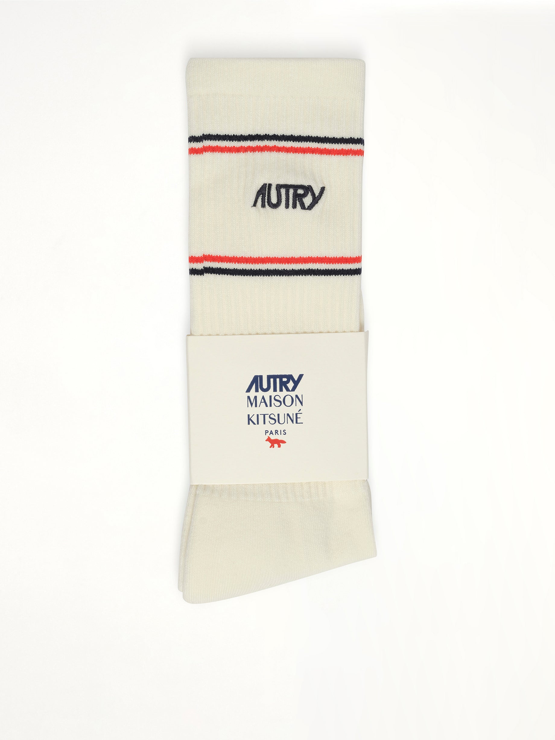Image of Socks. Product name - Autry x Maison Kitsune Socks in White colour by brand - AUTRY