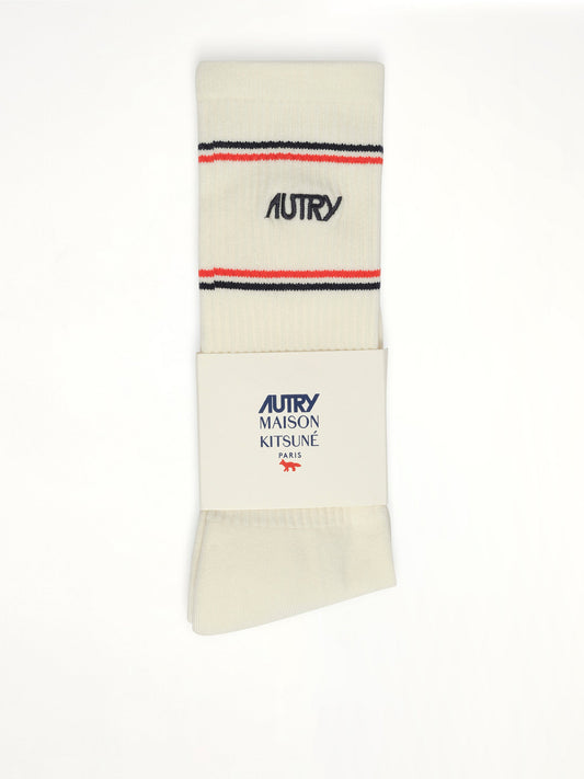 Image of Socks. Product name - Autry x Maison Kitsune Socks in White colour by brand - AUTRY