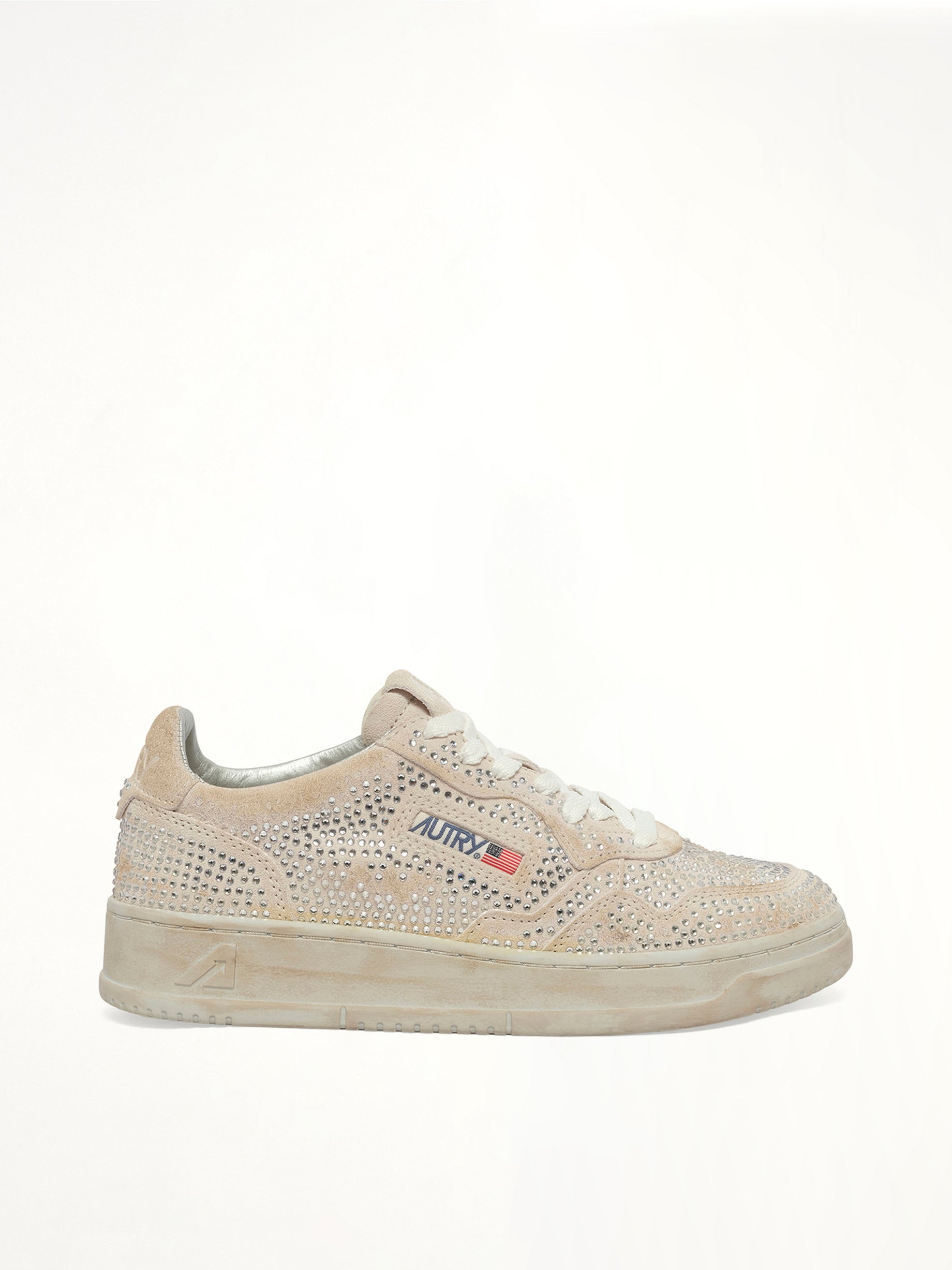 Image of Sneakers. Product name - Medalist Low Strass Sneaker in White colour by brand - AUTRY