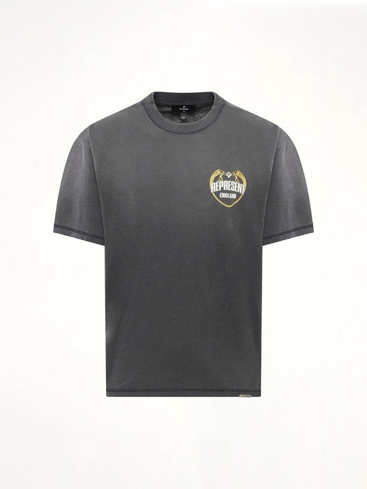 Image of T-Shirts. Product name - Represent Angel Border T-Shirt in Stained Black colour by brand - REPRESENT
