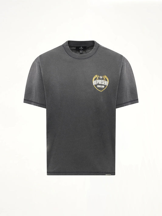 Image of T-Shirts. Product name - Represent Angel Border T-Shirt in Stained Black colour by brand - REPRESENT