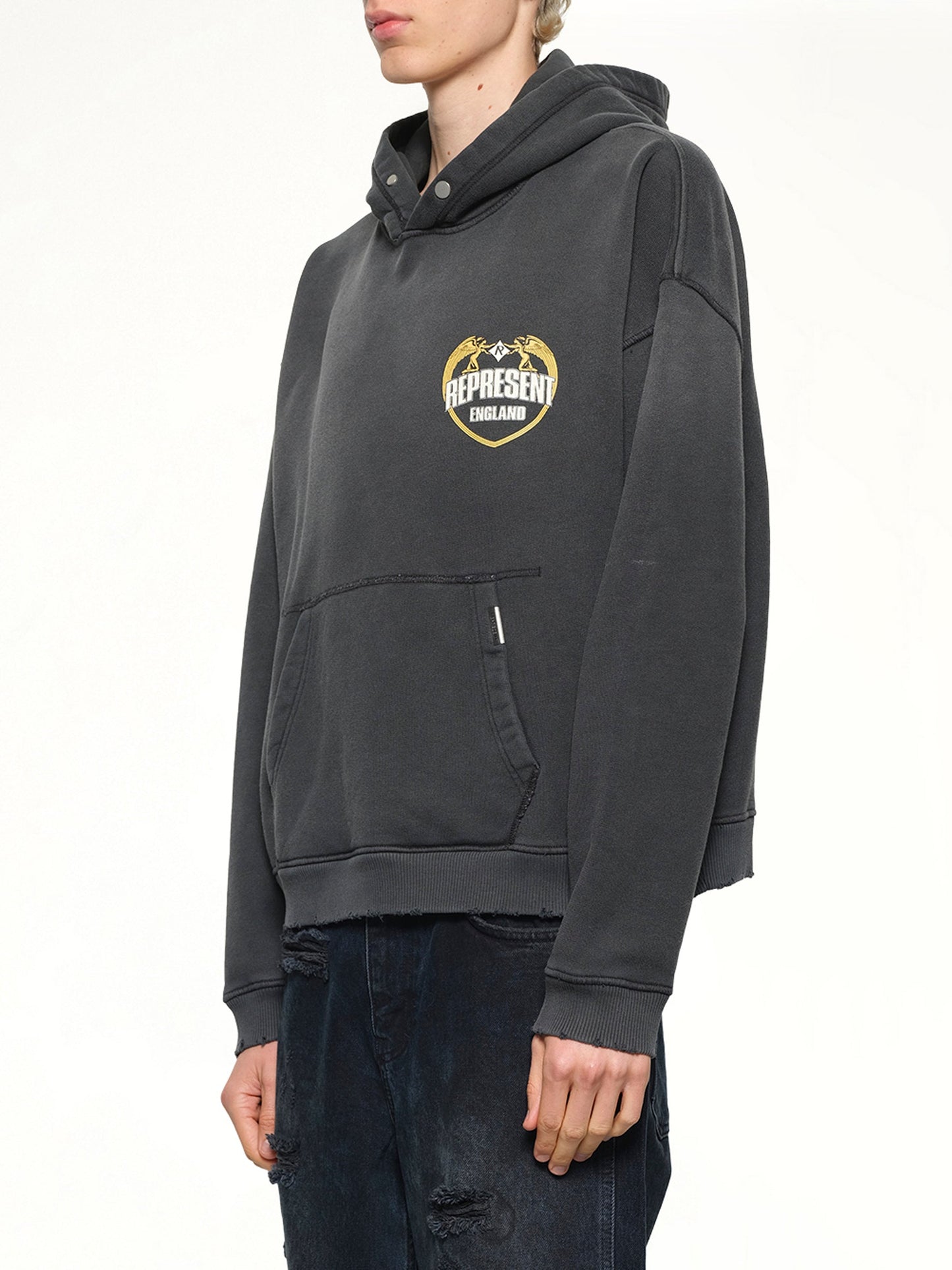 Represent Angel Border Hoodie (Stained Black)