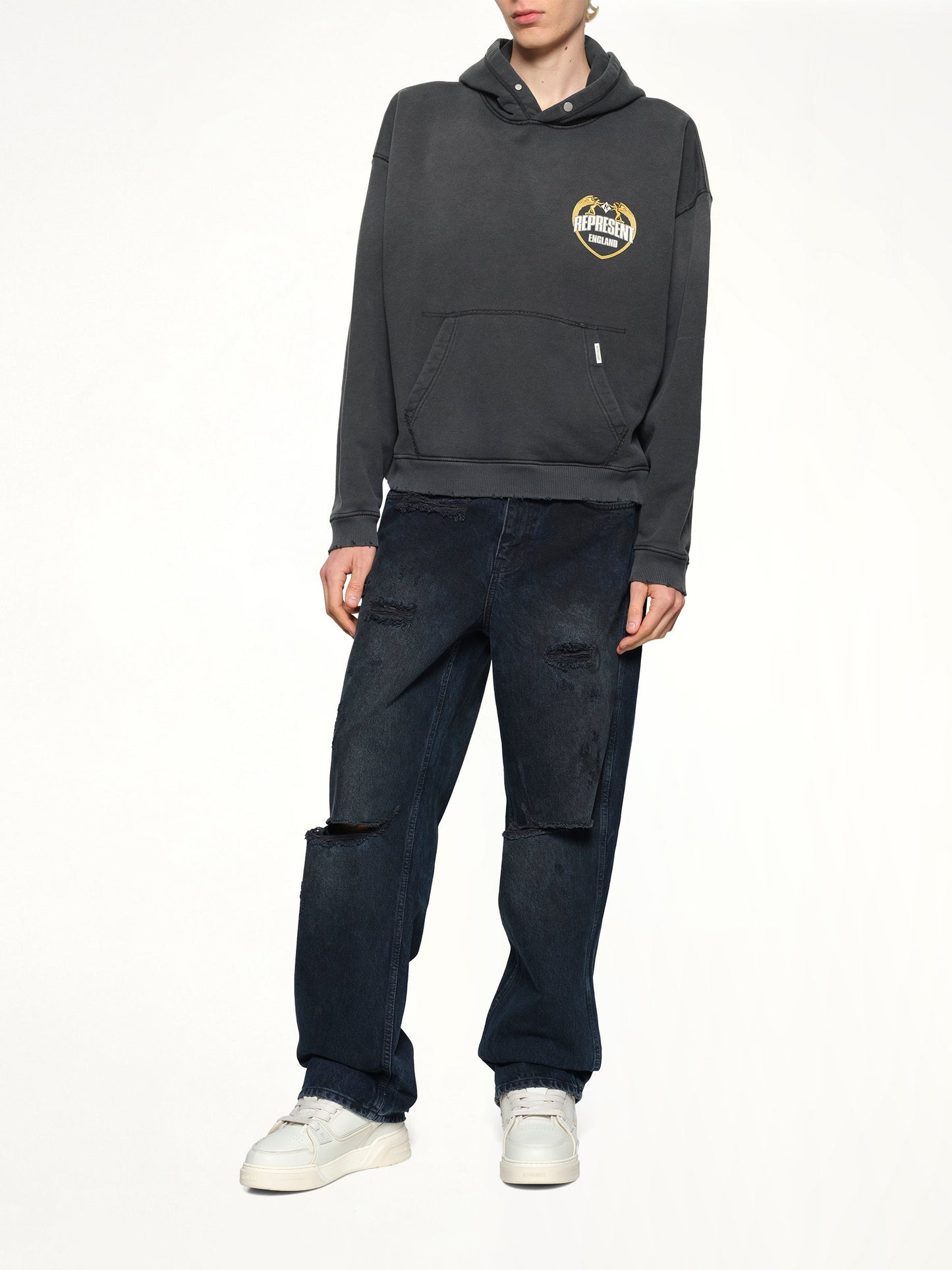 Represent Angel Border Hoodie (Stained Black)