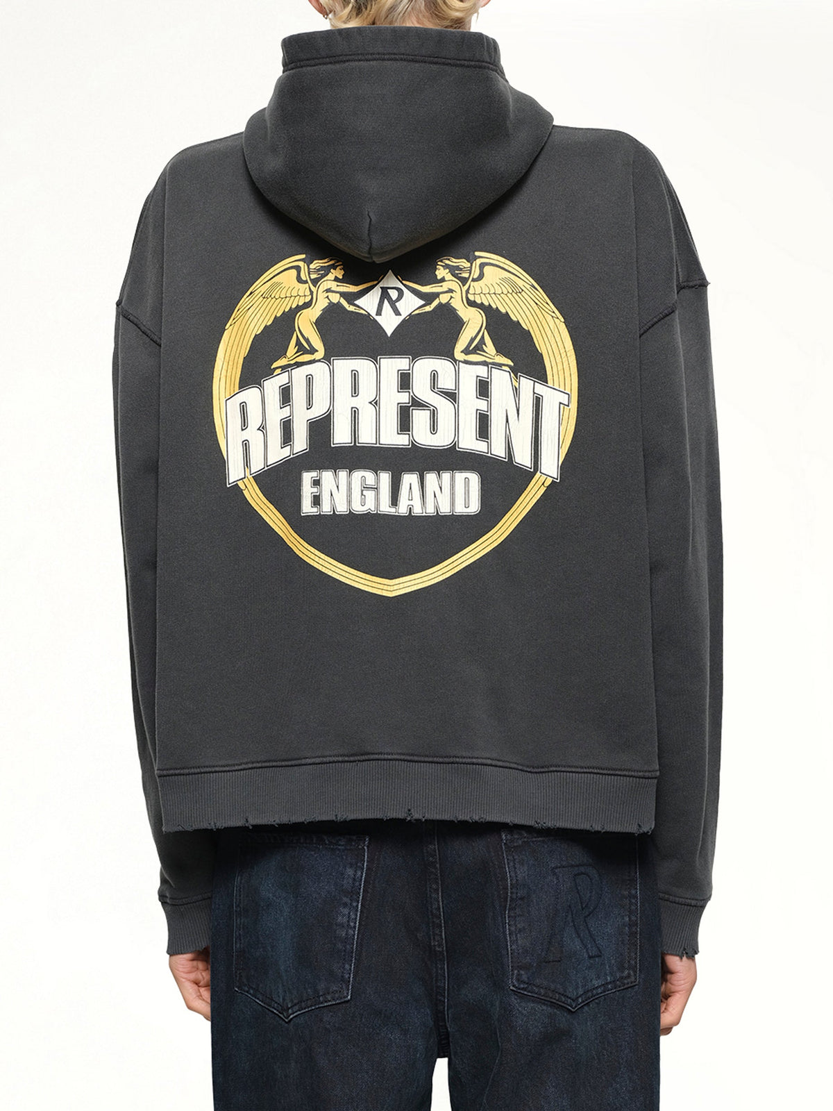 Represent Angel Border Hoodie (Stained Black)