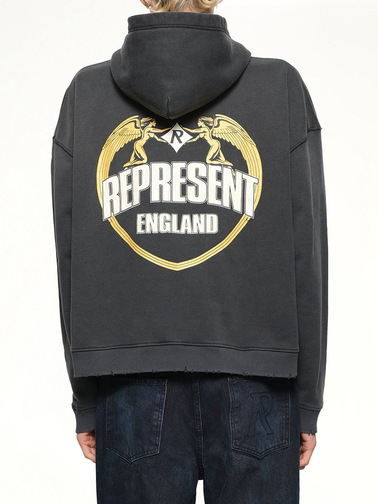 Represent Angel Border Hoodie (Stained Black)