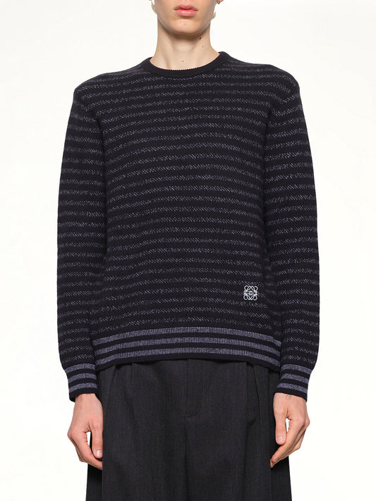 Image of a model wearing Outerwear. Product name - Sweater in Blue colour by brand - LOEWE