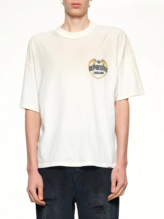 Image of T-Shirts. Product name - Represent Angel Border T-Shirt in Washed Ecru colour by brand - REPRESENT
