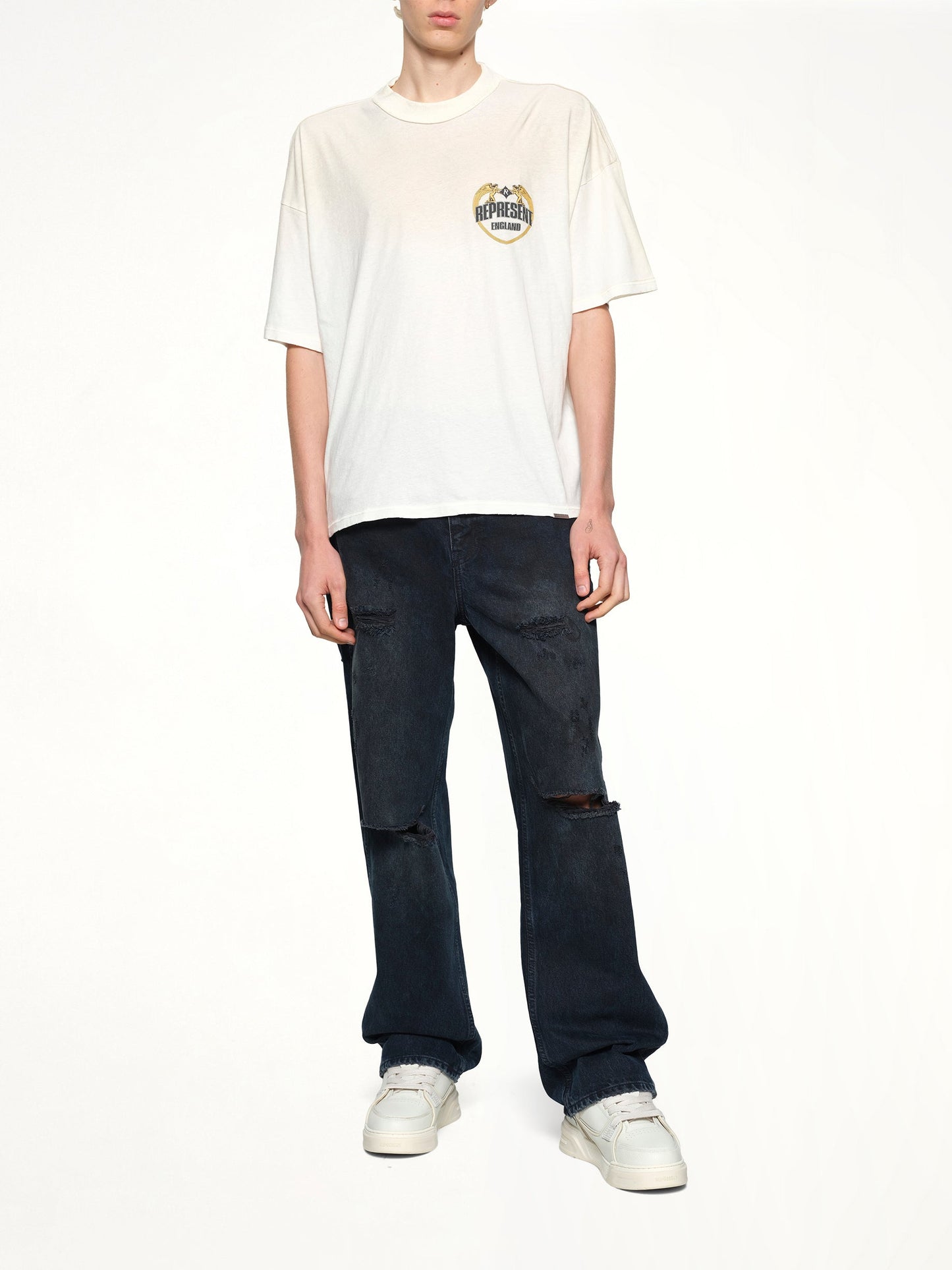 Represent Angel Border T-Shirt (Washed Ecru)
