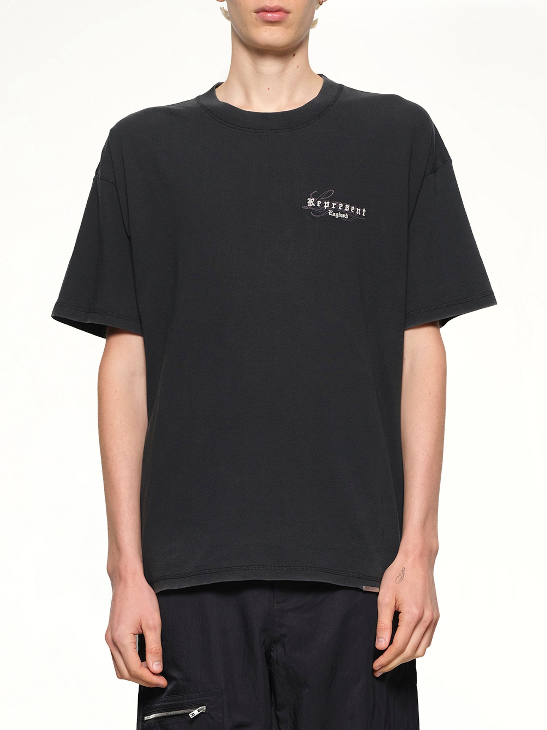Image of T-Shirts. Productname: Represent Legacy Overprint T-Shirt in Vintage Black colour by brand - REPRESENT