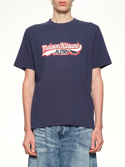 Image of T-Shirts. Productname: Autry x Maison Kitsune T-Shirt in Blue colour by brand - AUTRY