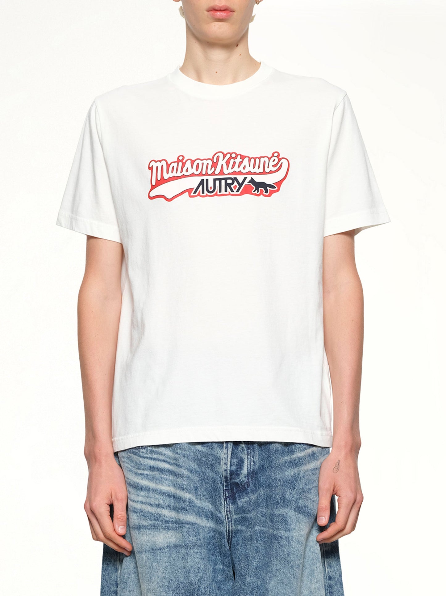 Image of T-Shirts. Product name - Autry x Maison Kitsune T-Shirt in White colour by brand - AUTRY