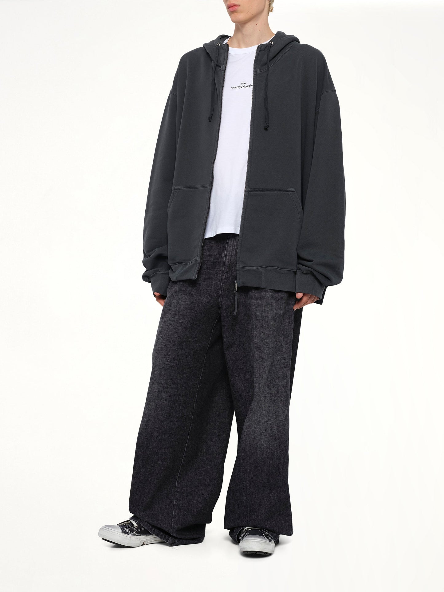 MAISON MARGIELA Lightweight Firm Zip Hoodie (Charcoal)