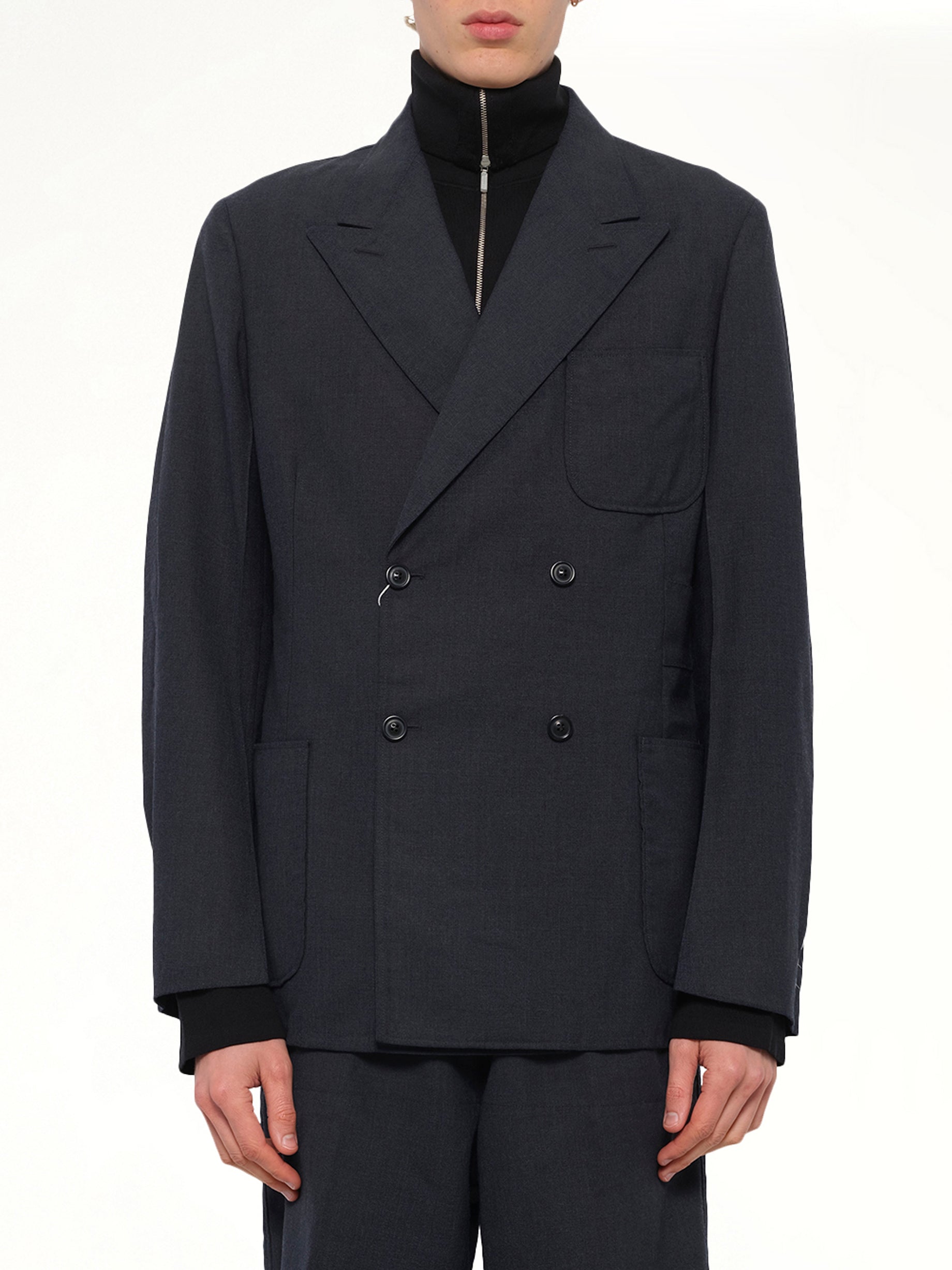 Image of Coats & Jackets. Product name - Wool Jacket in Dark Blu colour by brand - MAISON MARGIELA