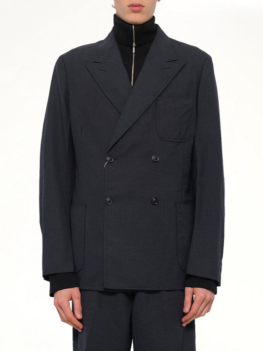 Image of Coats & Jackets. Product name - Wool Jacket in Dark Blu colour by brand - MAISON MARGIELA