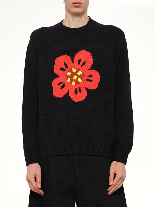 Image of a model wearing Outerwear. Productname: KENZO KENZO Boke Flower Jumper in BLACK colour by brand - KENZO