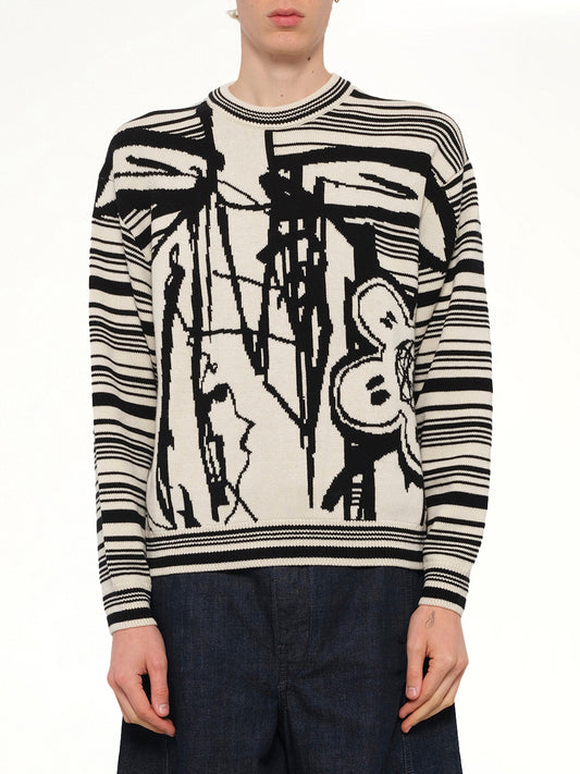 Image of a model wearing Outerwear. Product name - Kenzo x Futura 2000 Sweater in White colour by brand - KENZO