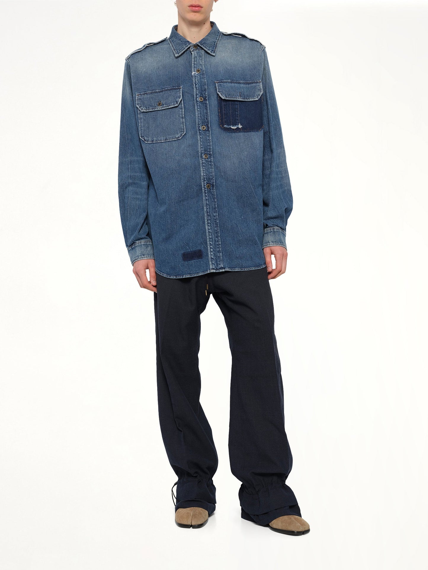 MAISON MARGIELA Long-sleeved Shirt (Blue)