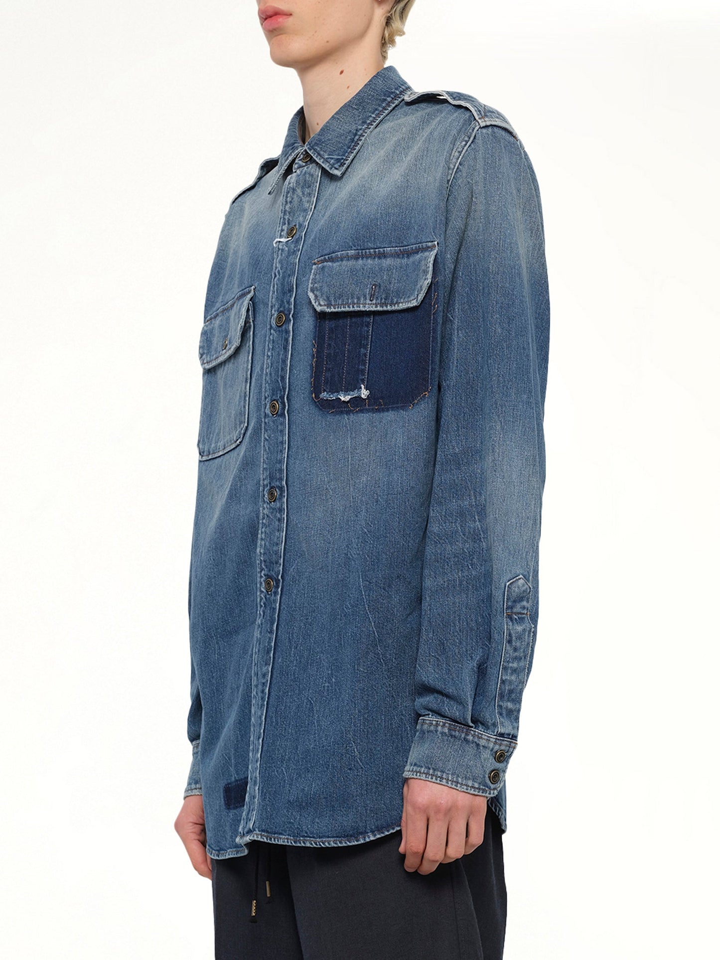 MAISON MARGIELA Long-sleeved Shirt (Blue)