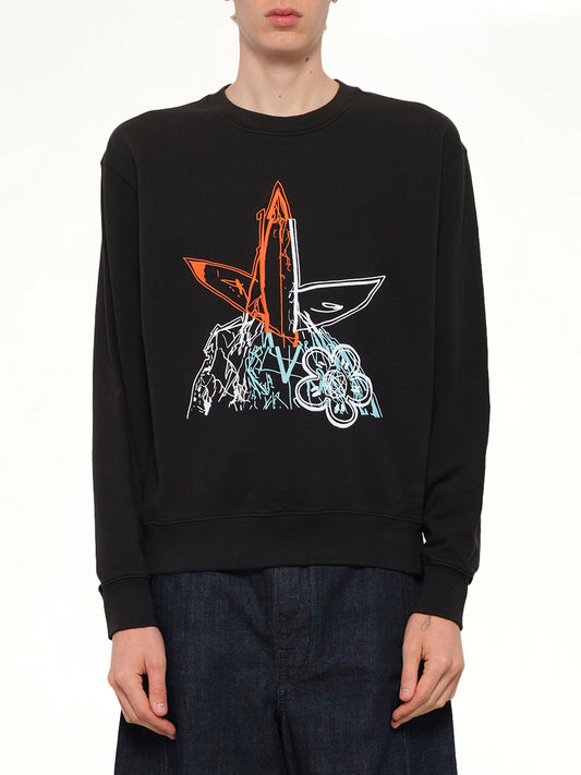 Image of a model wearing Outerwear. Productname: KENZO Kenzo x Futura 2000 Sweatshirt in BLACK colour by brand - KENZO