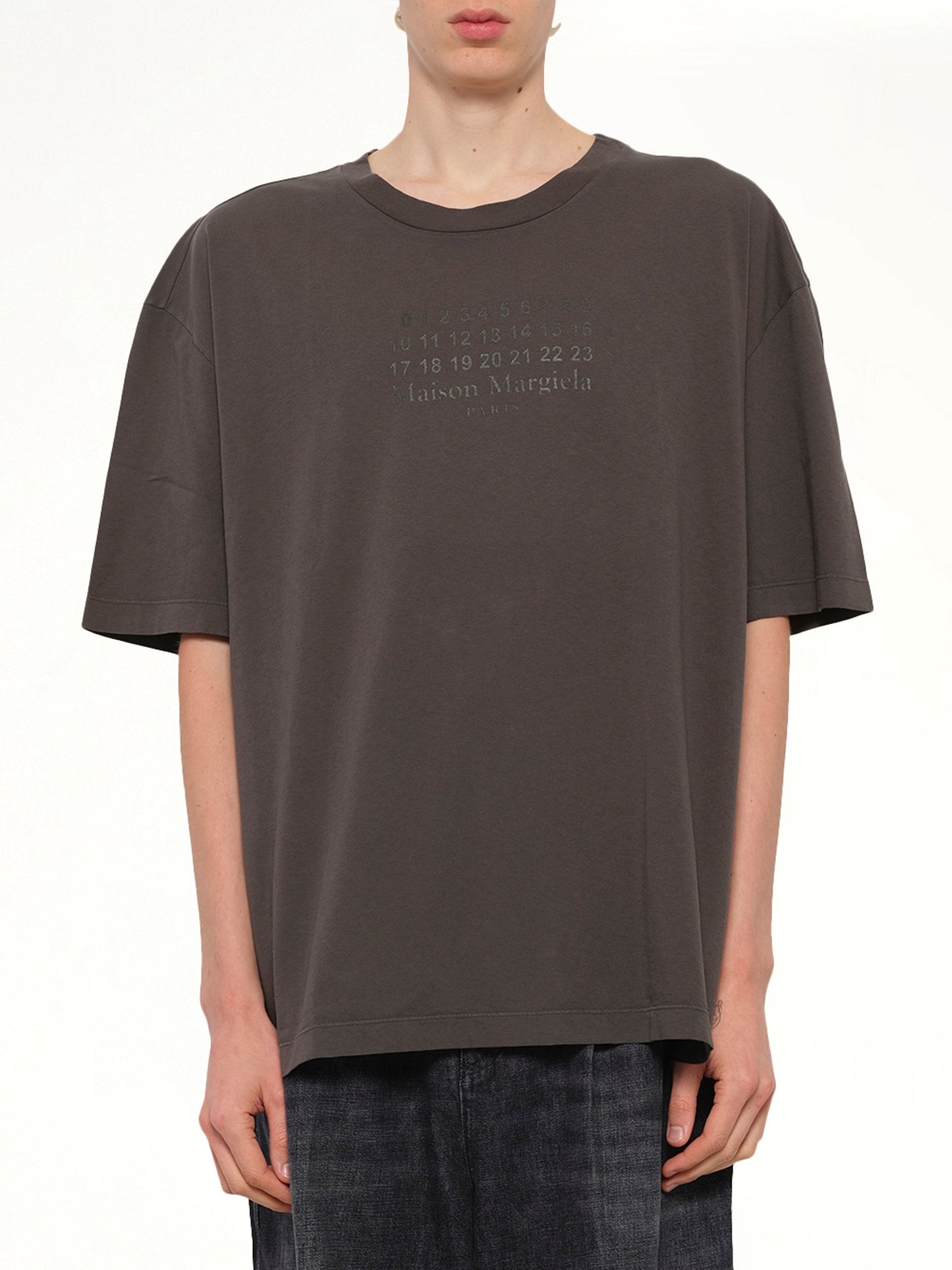 Image of T-Shirts. Product name - Maison Margiela Logo T-Shirt in Grey colour by brand - MAISON MARGIELA
