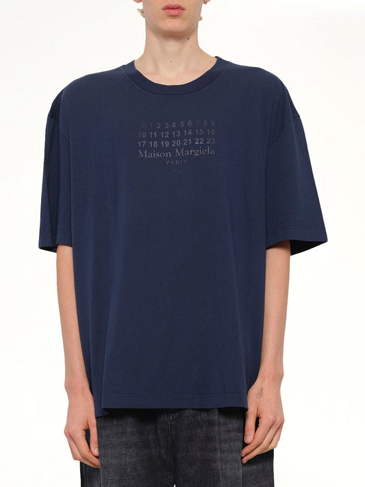 Image of T-Shirts. Product name - Maison Margiela Logo T-Shirt in Blue colour by brand - MAISON MARGIELA