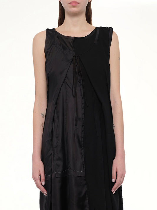 Image of Dresses. Productname: MAISON MARGIELA Silk Twill Midi Dress in Black colour by brand - MAISON MARGIELA