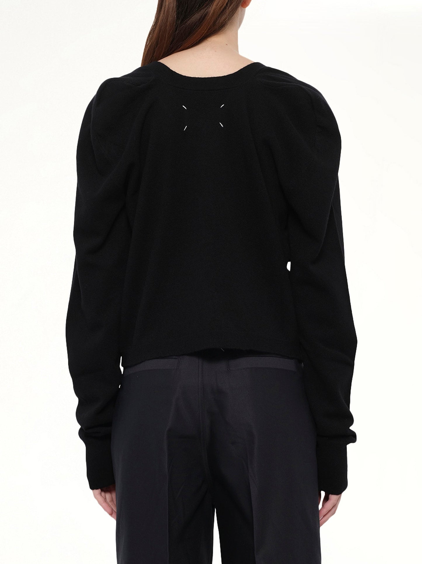 MAISON MARGIELA Gauge 14 Wool V-Neck Cardigan (Black)