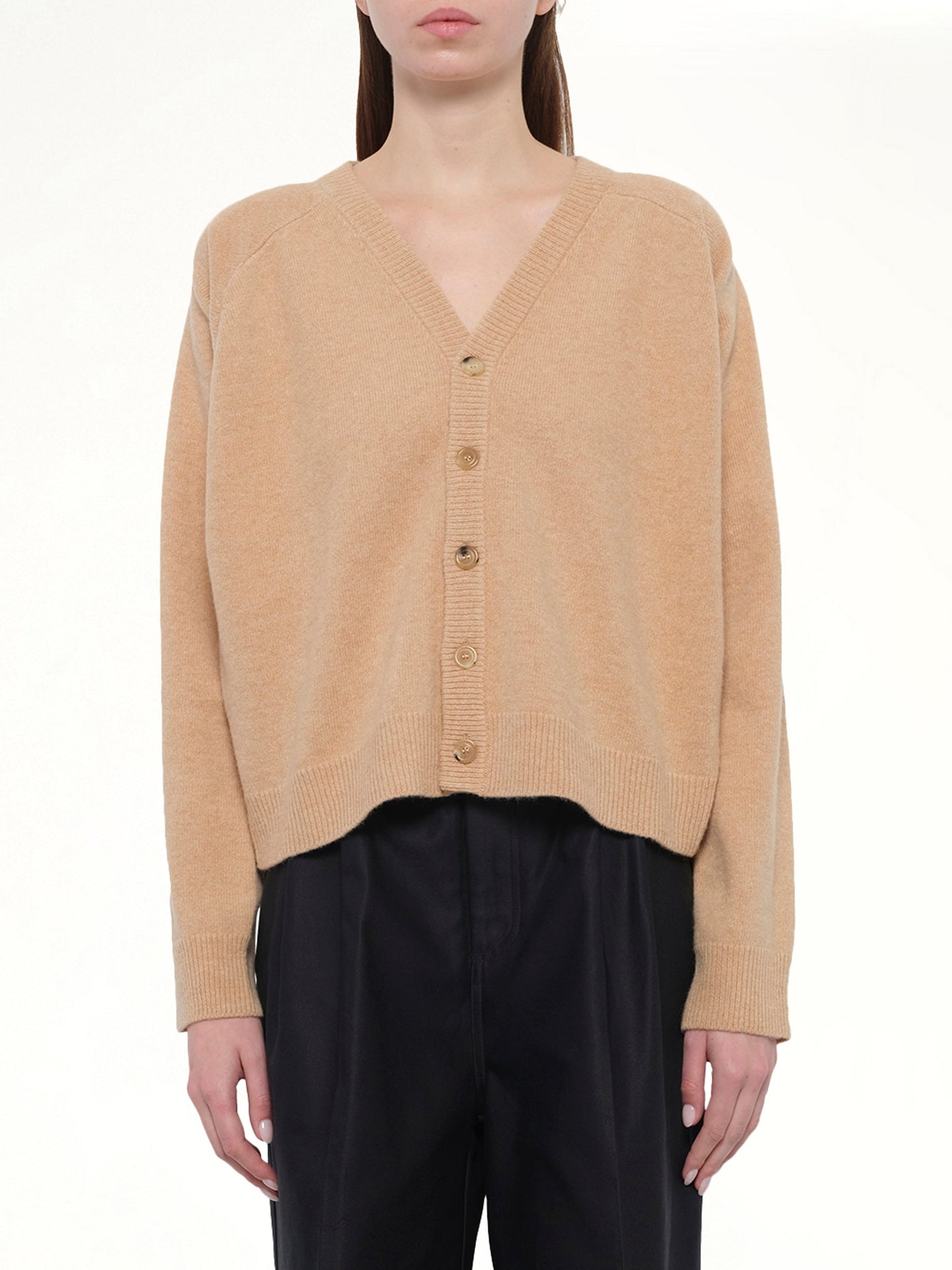 Image of Cardigans. Product name - Gauge 7 Wool Cardigan in Brown colour by brand - MAISON MARGIELA