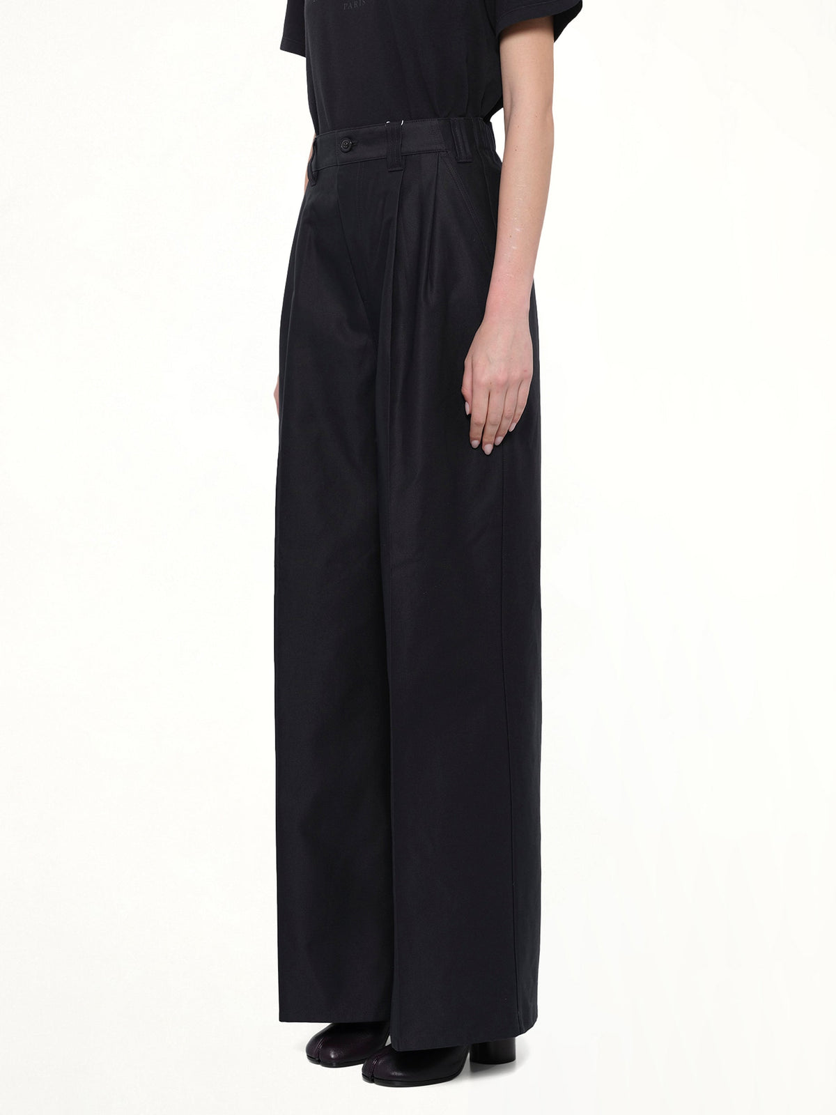 MAISON MARGIELA Cotton Palazzo Trouser (Black)