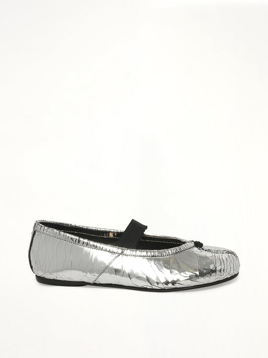 Image of Shoes. Product name - Broken Mirror Ballerina in Silver colour by brand - MAISON MARGIELA