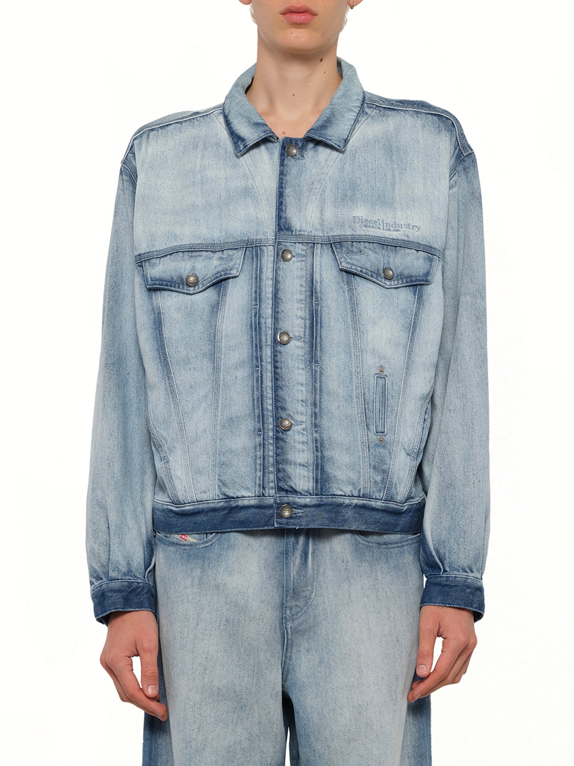 Image of Coats & Jackets. Product name - D-DENVER-FSI1 Denim Jacket in Blue colour by brand - DIESEL