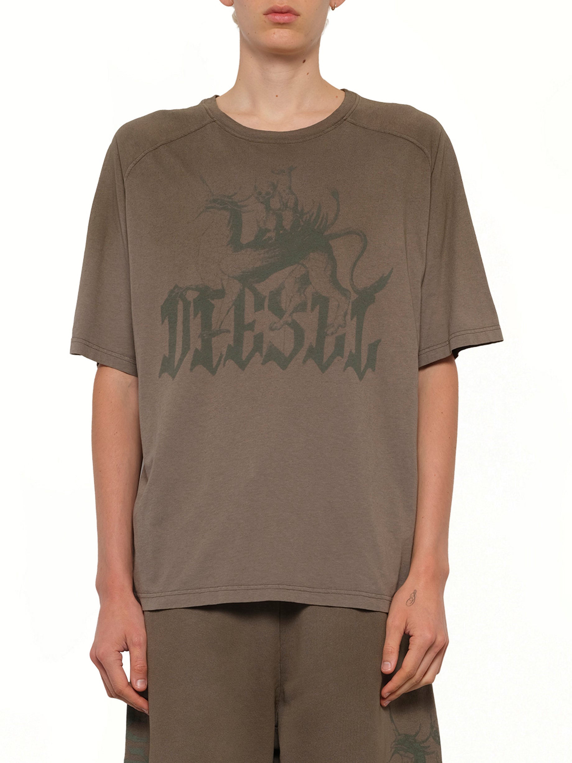 Image of T-Shirts. Product name - T-JUSSI-A T-Shirt in Brown colour by brand - DIESEL