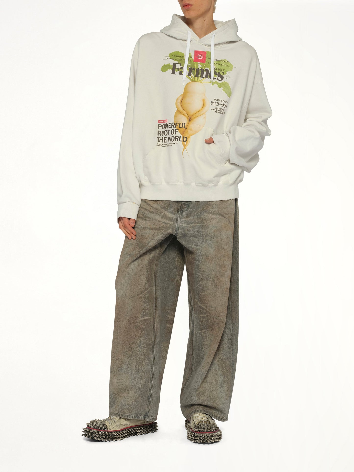 DOUBLET Farmes Magazine Cover Hoodie (White)