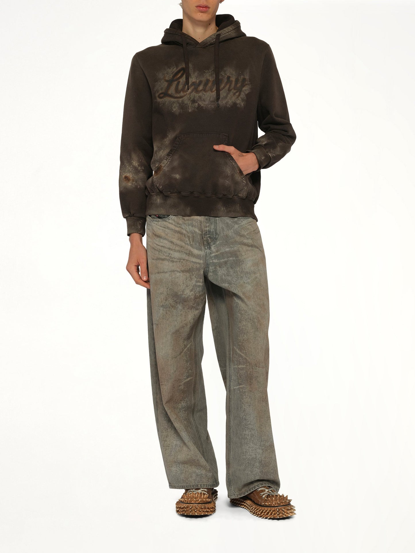 DOUBLET Luxuary Mud Paint Hoodie (Brown)