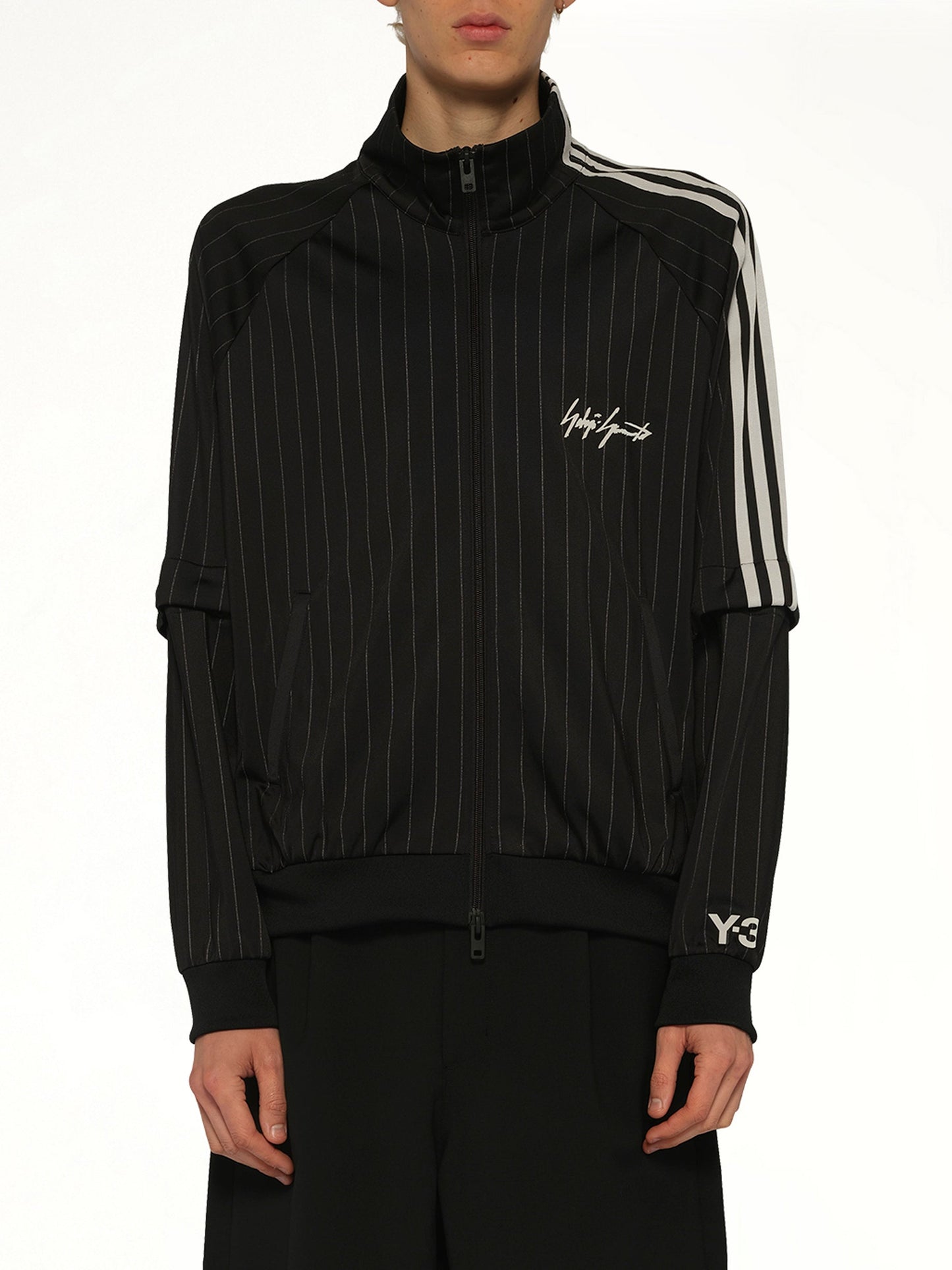 Image of Coats & Jackets. Product name - Pinstripe Track Top in Black colour by brand - Y-3